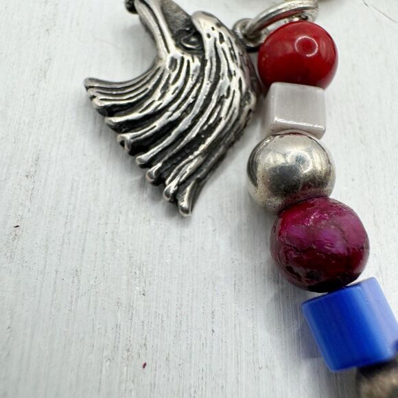 Patriotic Fourth Of July Bald Eagle Sterling Silver Beaded Bracelet USA Holiday - Picture 8 of 14